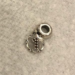 Pandora authentic sterling silver dangle with #1 in pink stones